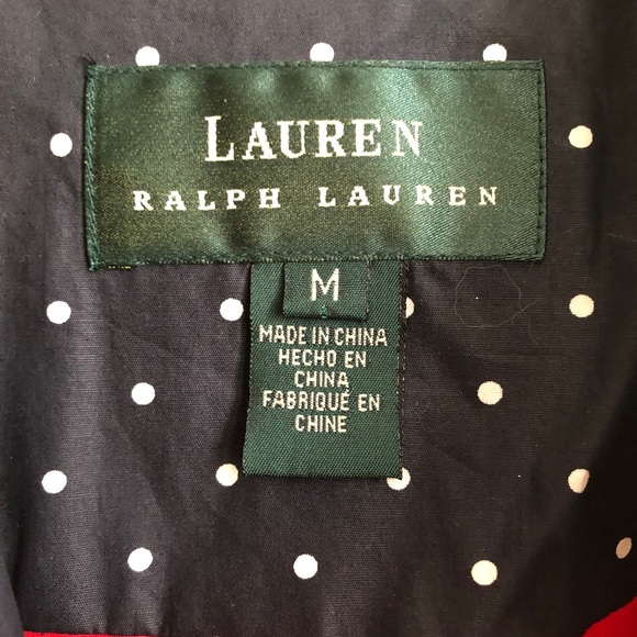 Lauren Ralph Lauren Navy Polka Dot Rain Coat - Picture 6 of 13
